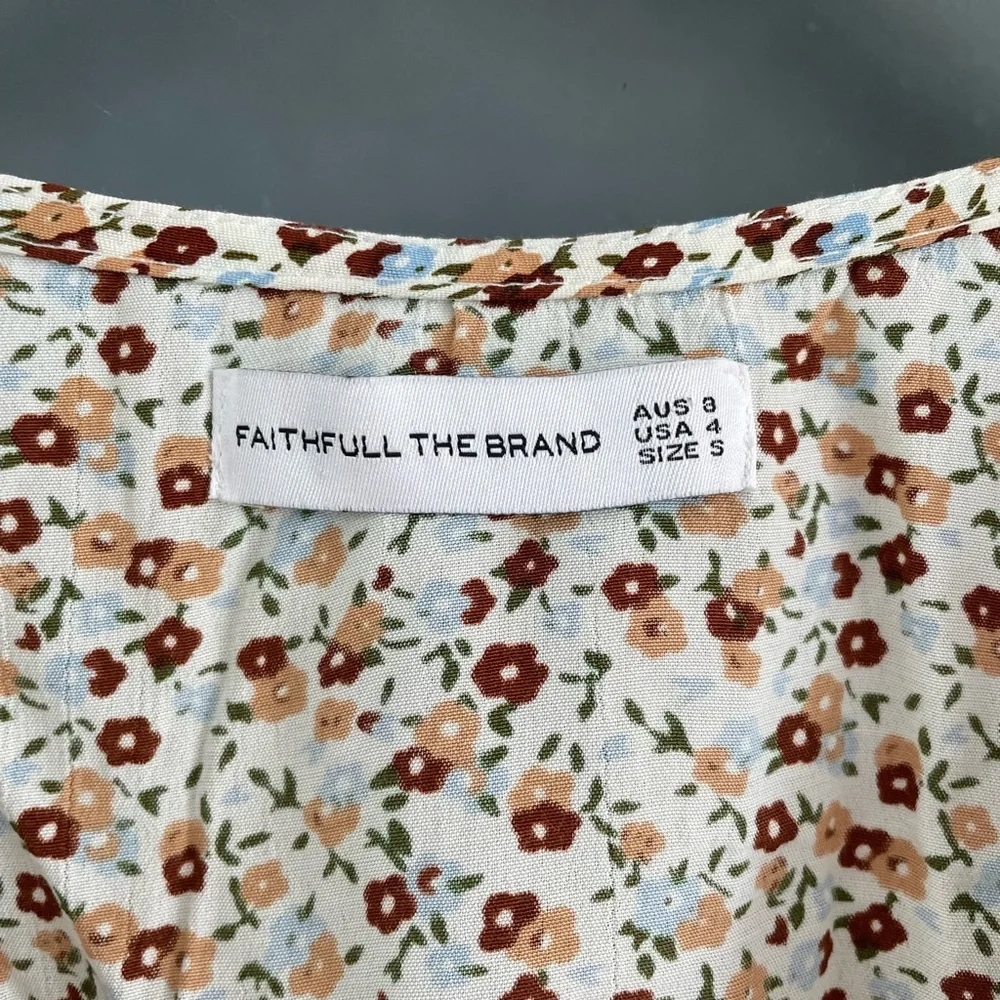 Faithfull the Brand Floral Smocked Crop Top Size 4 Boho Cottagecore